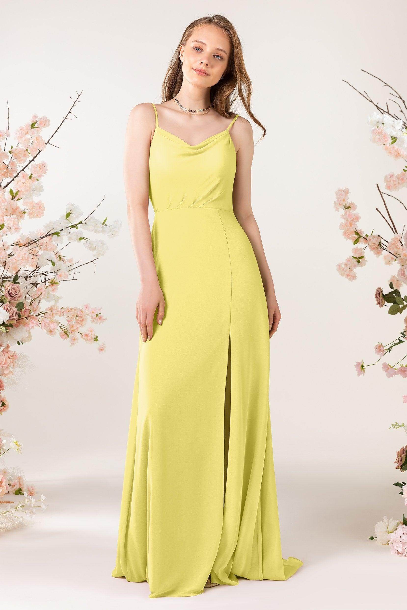 Sheath Sweep-Brush Train Chiffon Bridesmaid Dress CB0457 - COCOMELODY
